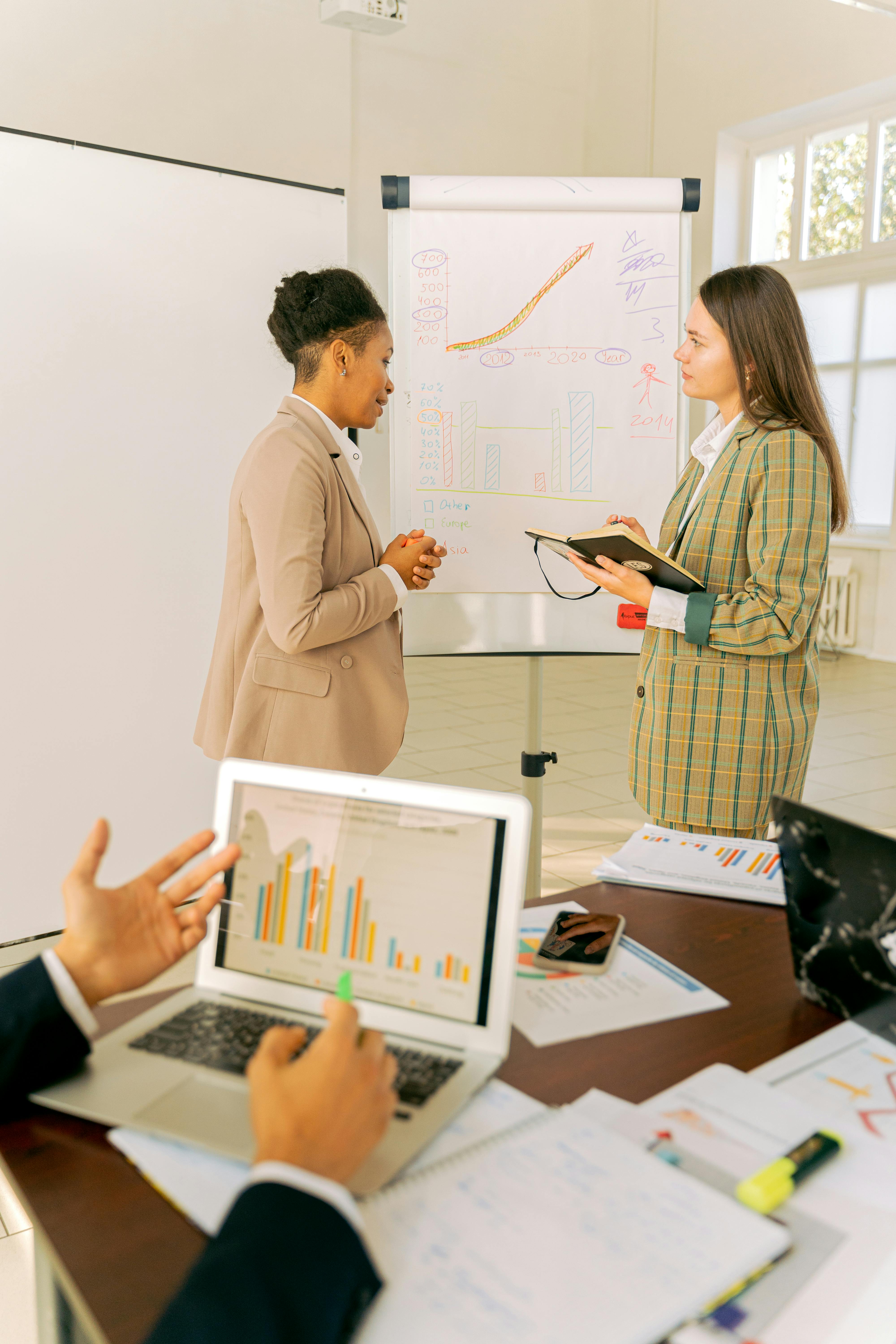 Expert consultants presenting business analytics